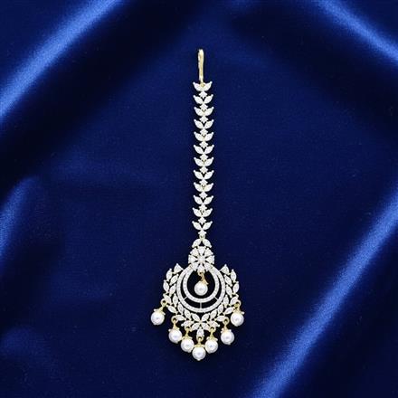 Cz Pearl Tikka With 2 Tone Rhodium Plating