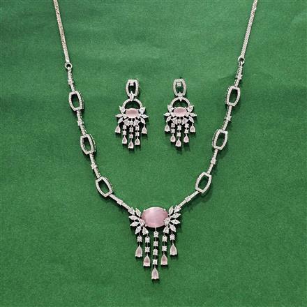 Cz Classic Necklace With Rhodium Plating