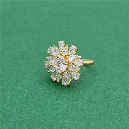 Cz Adjustable Ring With Gold Plating