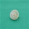 Cz Adjustable Ring With Mehndi 2 Tone Rhodium Plating