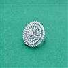 Cz Adjustable Ring With Mehndi 2 Tone Rhodium Plating