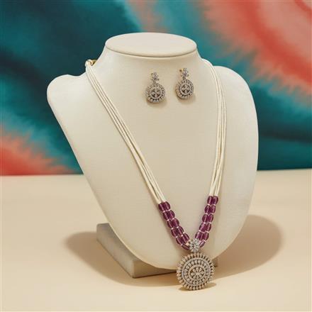 Cz Classic Pendant Set With 2 Tone Plating