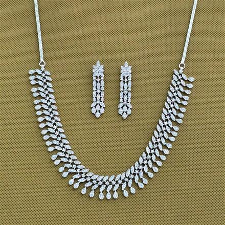 Cubic Zirconia Classic Necklace With Rhodium 2 Tone Plating
