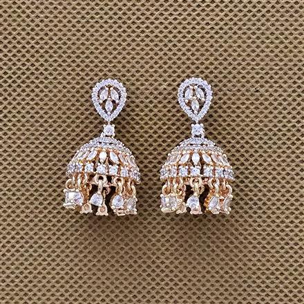Cubic Zirconia Jhumki With Carat Rhodium 2 Tone Plating