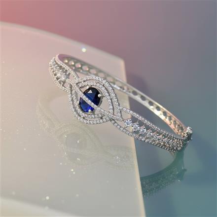 Cubic Zirconia Openable Kada With Rhodium Plating