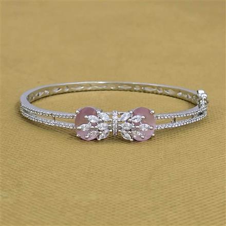 Cubic Zirconia Openable Kada With Rhodium Plating