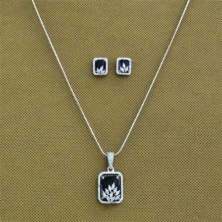 Cubic Zirconia Classic Pendant Set With Rhodium Plating