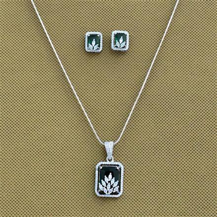 Cubic Zirconia Classic Pendant Set With Rhodium Plating
