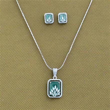 Cubic Zirconia Classic Pendant Set With Rhodium Plating