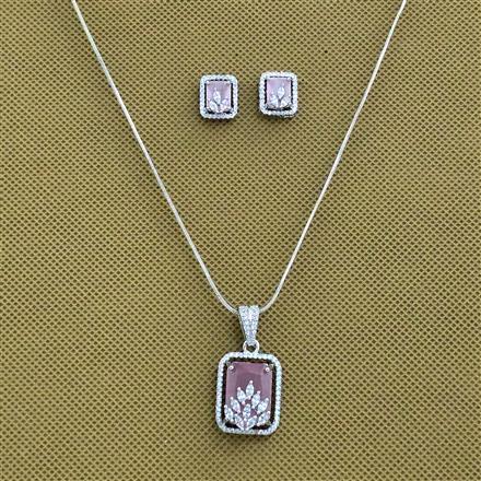 Cubic Zirconia Classic Pendant Set With Rhodium Plating