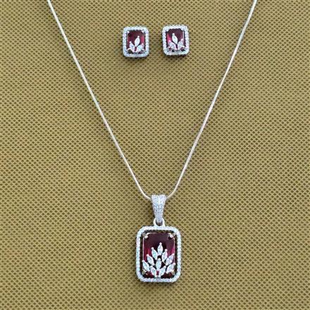 Cubic Zirconia Classic Pendant Set With Rhodium Plating