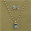Cubic Zirconia Classic Pendant Set With 2 Tone Plating