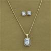 Cubic Zirconia Classic Pendant Set With 2 Tone Plating