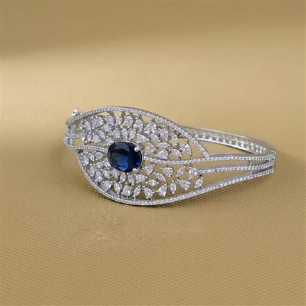 Cubic Zirconia Openable Kada With Rhodium Plating