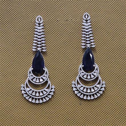 Cubic Zirconia Long Earring With Rhodium Plating