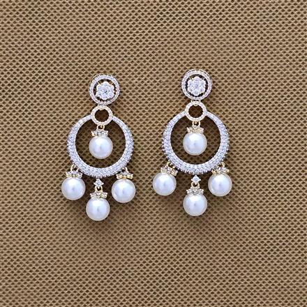 Cubic Zirconia Classic Earring With Mehndi 2 Tone Rhodium Plating