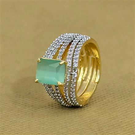 Cubic Zirconia Adjustable Ring With 2 Tone Plating