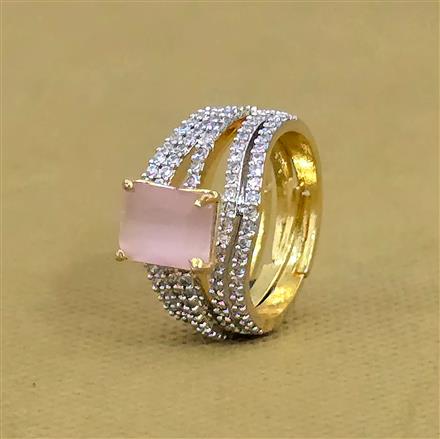 Cubic Zirconia Adjustable Ring With 2 Tone Plating