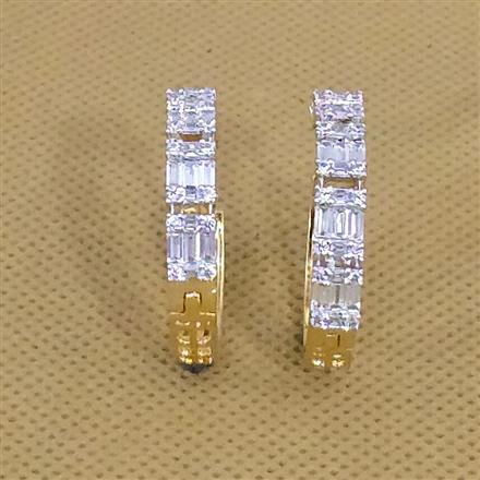 Cubic Zirconia Bali With Carat Rhodium 2 Tone Plating