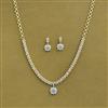 Cubic Zirconia Classic Necklace With Rhodium 2 Tone Plating