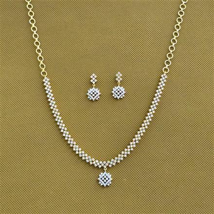 Cubic Zirconia Classic Necklace With Rhodium 2 Tone Plating