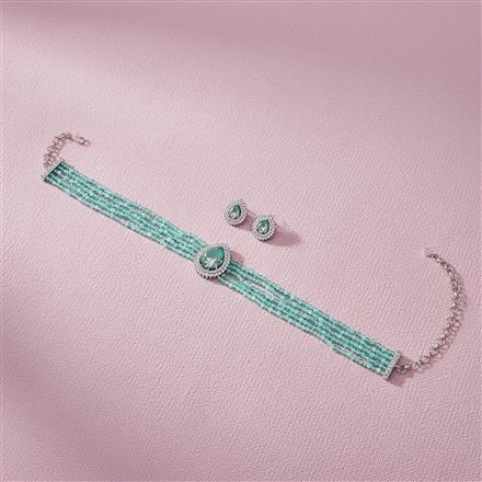Cubic Zirconia Choker Necklace With Rhodium Plating