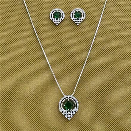 Cubic Zirconia Classic Pendant Set With Rhodium Plating