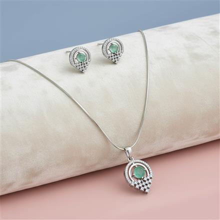 Cubic Zirconia Classic Pendant Set With Rhodium Plating