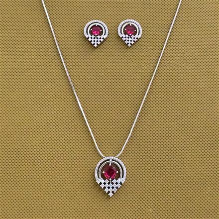 Cubic Zirconia Classic Pendant Set With Rhodium Plating