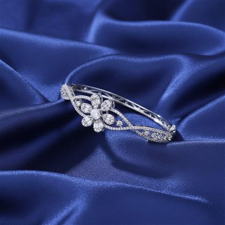 Cz Openable Kada With 2 Tone Rhodium Plating