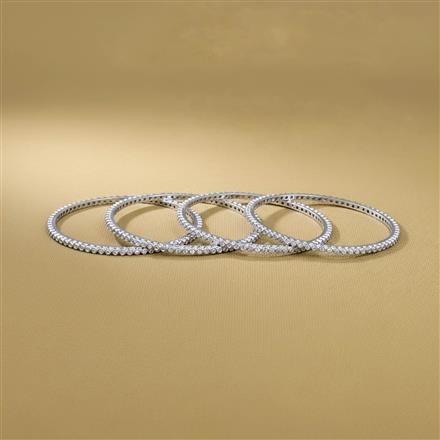 Cz Delicate Bangles With Rhodium Plating