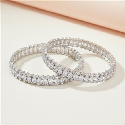Cubic Zirconia Classic Bangles With Rhodium Plating