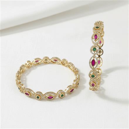 Cz Classic Bangles With 2 Tone Plating