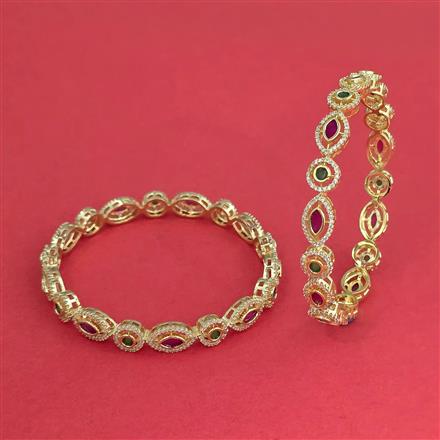 Cz Classic Bangles With 2 Tone Plating