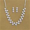 Cz Pearl Necklace Set With Rhodium Plating