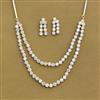 Cz 2 Line Necklace Set With 2 Tone Plating