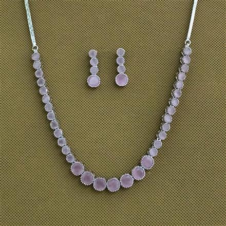 Cz Delicate Necklace Set With Rhodium Plating