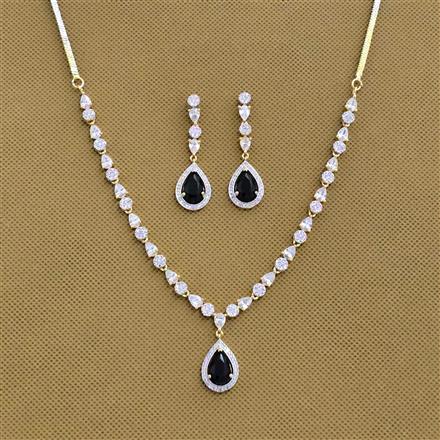 Cz Delicate Necklace Set With 2 Tone Plating