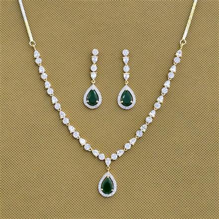 Cz Delicate Necklace Set With 2 Tone Plating