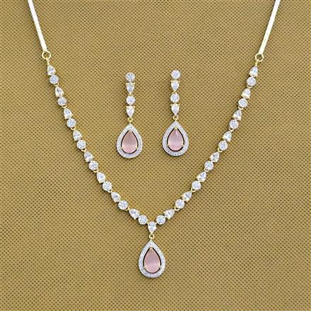 Cz Delicate Necklace Set With 2 Tone Plating
