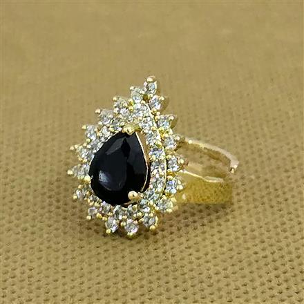 Cz Adjustable Ring With Gold Plating