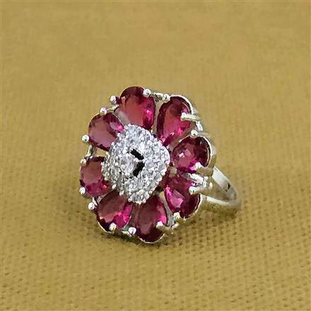 Cz Adjustable Ring With Rhodium Plating
