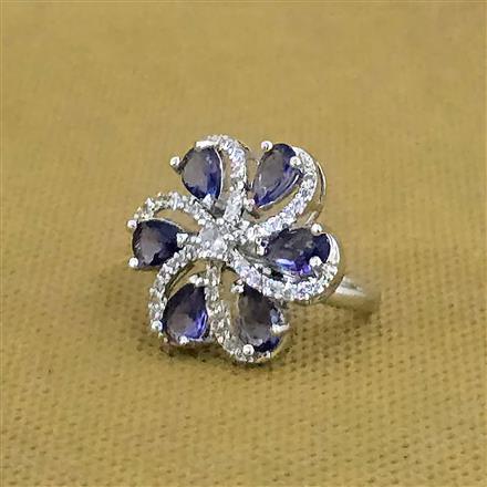 Cz Adjustable Ring With Rhodium Plating