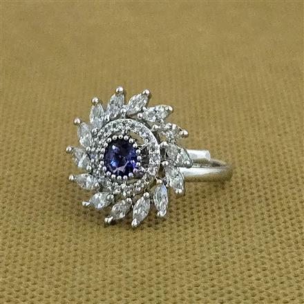 Cz Adjustable Ring With Rhodium Plating