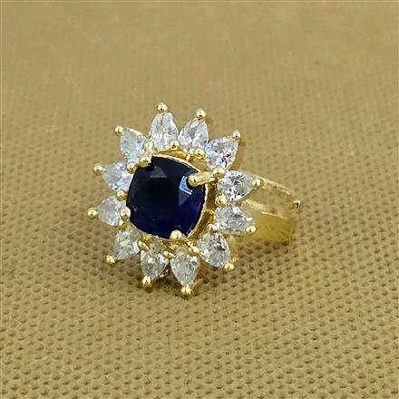 Cz Adjustable Ring With Gold Plating