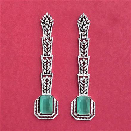 Cubic Zirconia Long Earring With Rhodium Plating