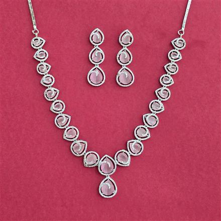 Cubic Zirconia Classic Necklace Set With Rhodium Plating