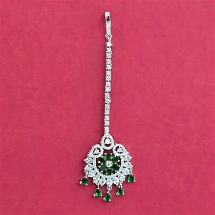 Cubic Zirconia Classic Tikka With Rhodium Plating