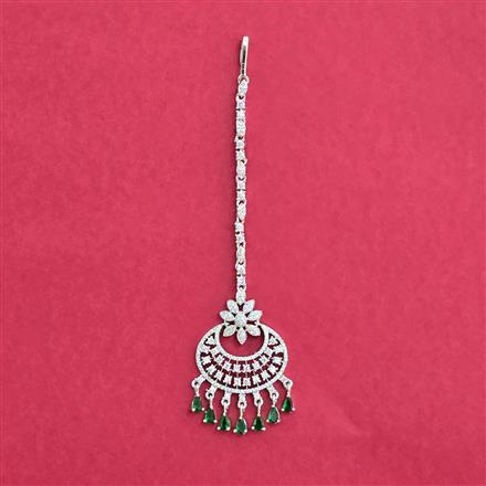 Cubic Zirconia Classic Tikka With Rhodium Plating