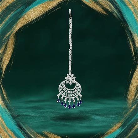 Cubic Zirconia Classic Tikka With Rhodium Plating